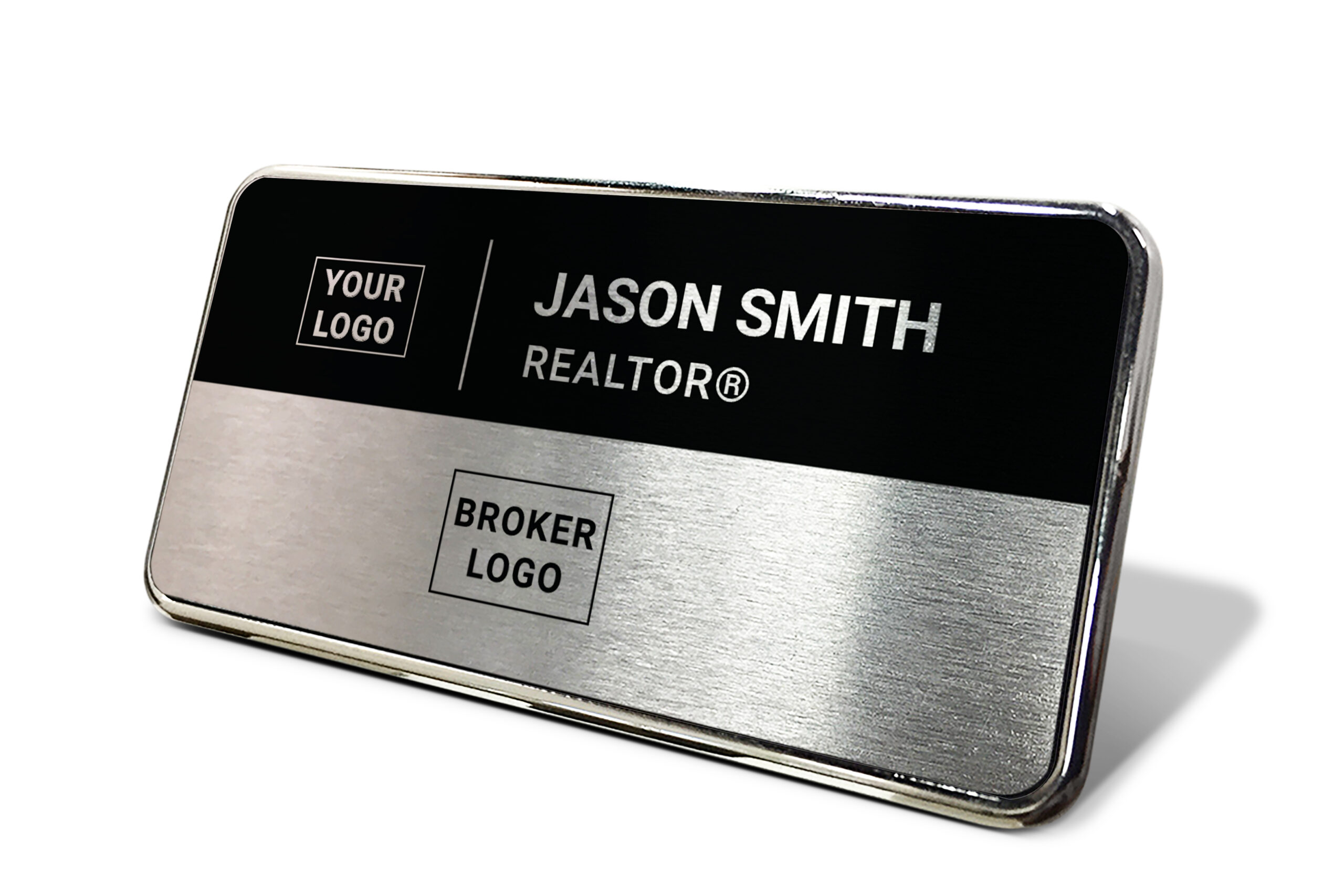 1.5x3 Simple Black/Silver Framed Name tag - Generic Store